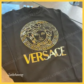 VERSACE  |Pullovers Street Style Long Sleeves Logo Luxury Sweatshirts