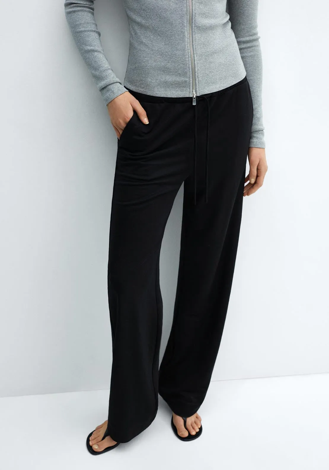 Wideleg trousers with elastic waist