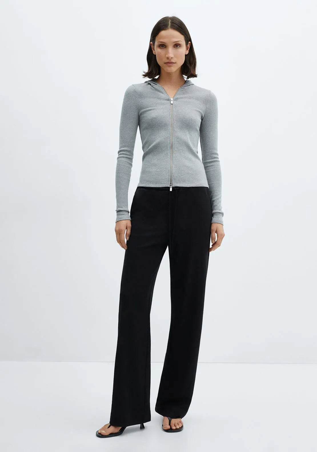 Wideleg trousers with elastic waist