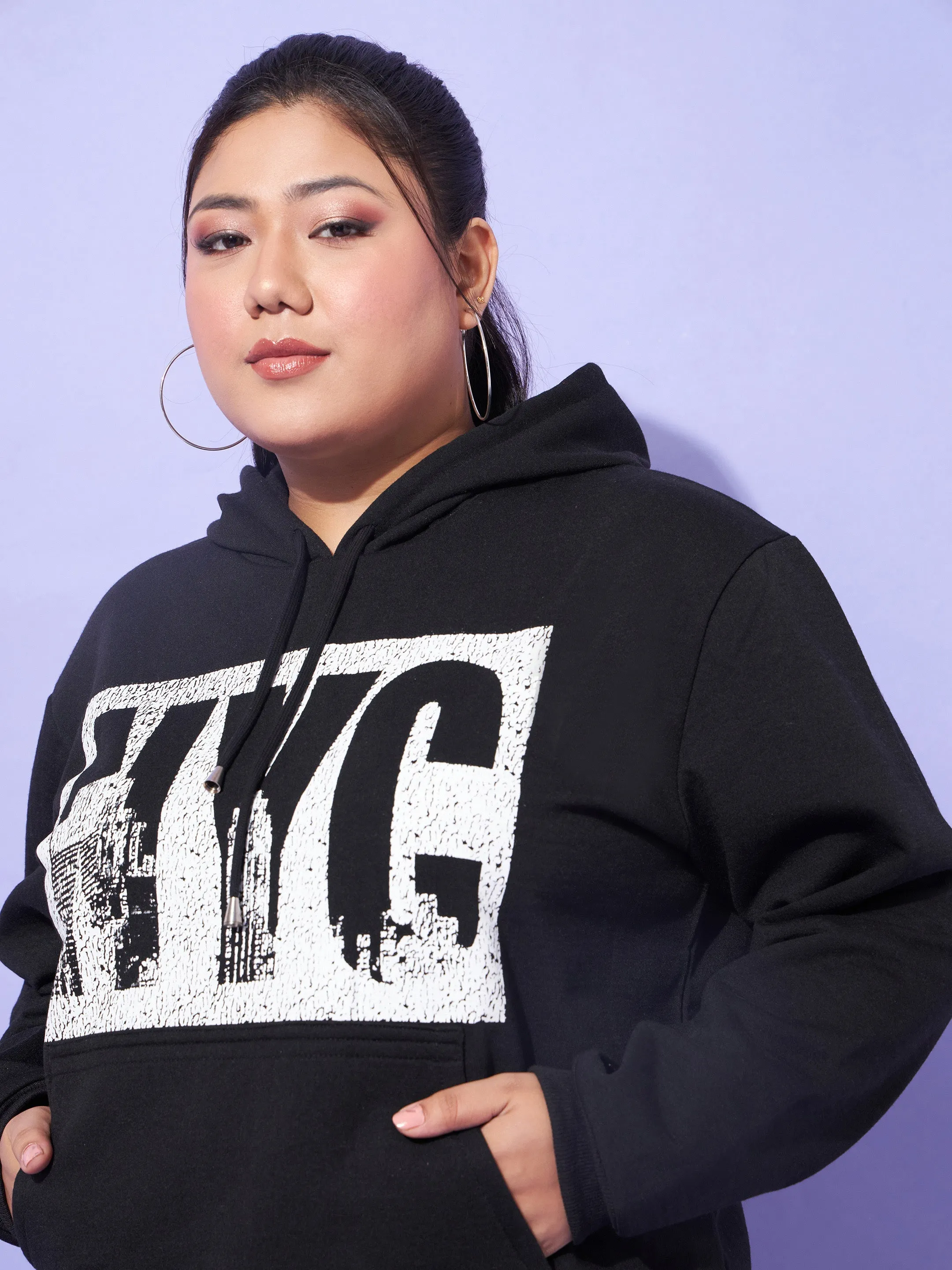 Women Black Fleece NYC Hoodie With Track Pants